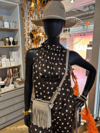 Klein festival tasje met franje. Imitatie suède, 3 kleuren