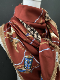 Terra cowboylaarzen- dessin / luipaard print.  Couture sjaal.