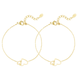 Stainless steel armbanden SET. Endless Love. 2 x goud