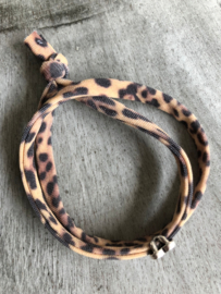 Ibiza Boho wikkel-armband. Vintage Leopard, zilverkleurig hart