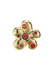 By Jam RVS (stainless steel) grote ring met steentjes. Hart of Bloem
