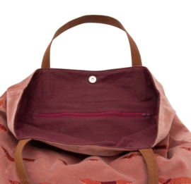 Mooie fluwelen shopper van Imbarro. Teckel Borduur Noble, oud roze