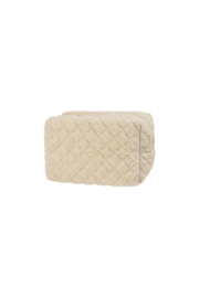 Ruime teddy toilet tas, doorgestikt. Beige.