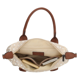 Charm Londen, kleine nylon stippen tas. Beige - wit.