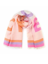Super zachte L O V E sjaal. Neon kleuren Roze / oranje combi.