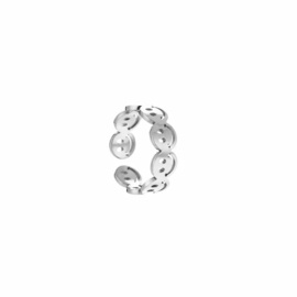 Stainless steel (RvS) ring. Smiley.  Zilverkleurig .
