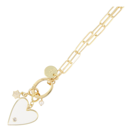 Fushi stainless steel ketting met gekleurd hart.