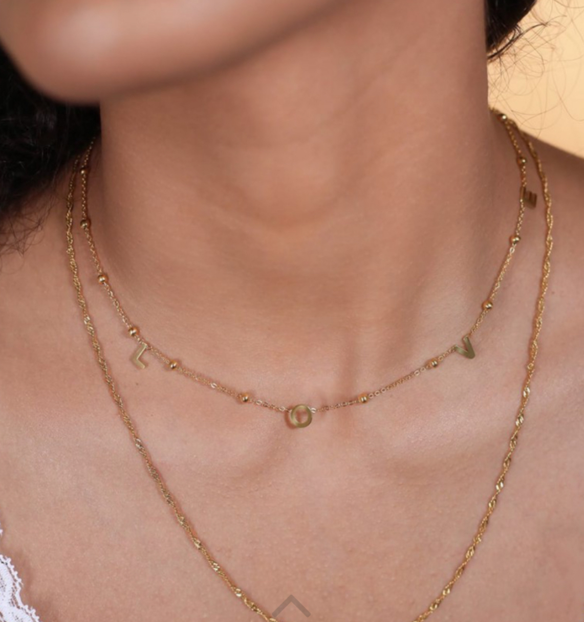 RVS (stainless steel) ketting. Met letters LOVE