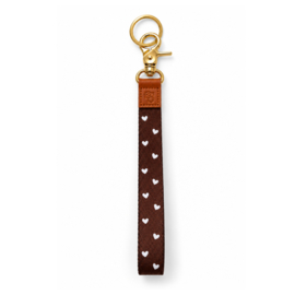 Stationery gift. Keycord / sleutelhanger lus, Bruin met hartjes.