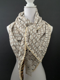 Satijn tijger print bruin / hexagon dessin. Couture sjaal