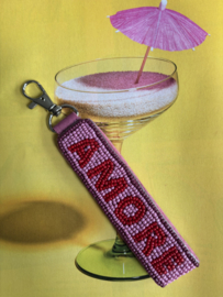 Biba sleutelhanger kraaltjes AMORE. Oud Roze-rood