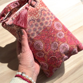 Toilet tas met lus van Goround, fluweel. Roze combi