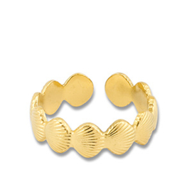 RVS (stainless steel) schelpen ring. Zilver of goud