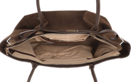 Suede look shopper Cambridge. Donker bruin