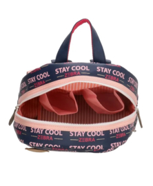 Mooie kids rugtas M van het merk Zebra.  “Stay Cool”. Navy /roze.