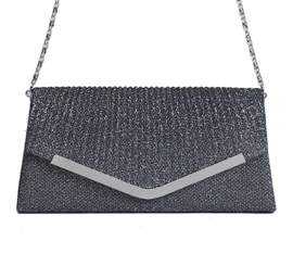 Party tasje /clutch sparkle. Zwart (antra)  glitter