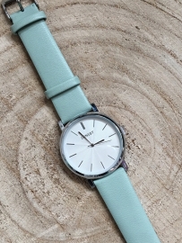 Horloge Ernest,  stijlvol. Zacht groen-Zilver.
