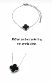 Sieraden set “klaver” Stainless steel. Goud of zilver kleurig.