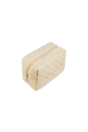Ruime teddy toilet tas, doorgestikt. Beige.