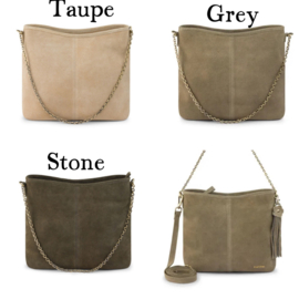 Bag 2 Bag Mooie suède tas Sala, 3 kleuren écht leer.