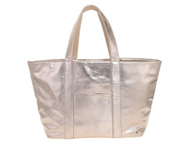 Grote half glanzende Shopper / Strandtas Seychellen, kleur PINK champagne