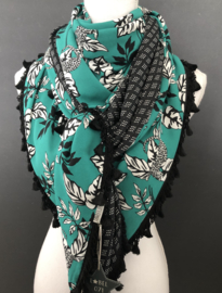 Zeegroen luipaard-bloem. Couture sjaal.