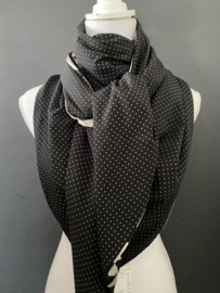 Bruin-zwart colourblock / zwarte mini stip, couture sjaal