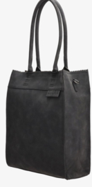 Grote tas “ Merel “van ZEBRA., suède touch. Met Zebra band. Vintage black (mat zwart)