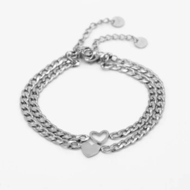 Stainless steel armbanden SET van 2, vriendschaps armbanden. Goud/Zilver
