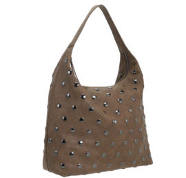 Tas Veneto. PU leer met stoere studs. Camel