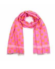Langwerpige dunnere soft sjaal hartjes,  roze - oranje.