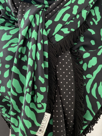 Gucci groene panter / zwarte mini stippen achterkant, couture sjaal