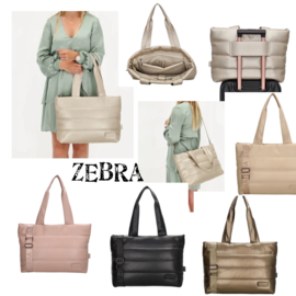 Zebra gewatteerde tas / shopper, leather-look. Groot model Evie. verschillende kleuren