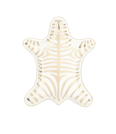 Aardewerk (sieraden) schaaltje. Panter, gouden strepen.