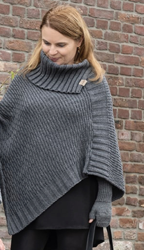 Tablet geluk Van toepassing Poncho Nicky van het mooie merk Knit Factory. Antraciet grijs |  Sjaals/omslagdoeken/poncho's (overig) | LABEL071