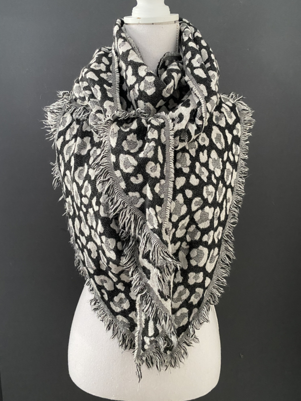 Edelsteen Soms soms analyse Lichtgewicht panter sjaal. 3-hoek vorm. 2 kanten draagbaar. Zwart - Wit |  Sjaals/omslagdoeken/poncho's (overig) | LABEL071