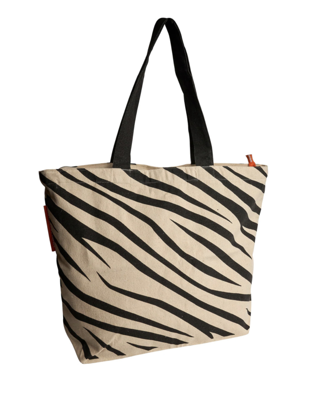 No More Plastic Bags Foundation. Zebra shopper. Ecru Zwart