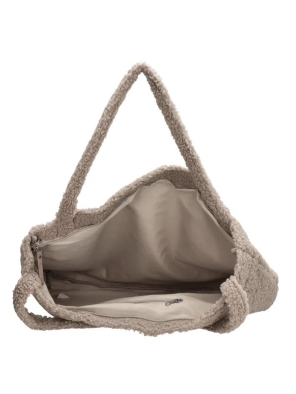 Teddy tas grote shopper. Uni Taupe Middelgrote grote tassen