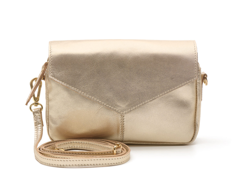 Chabo metallic tasje Romy. echt leer. Goud. Zilver of Koper