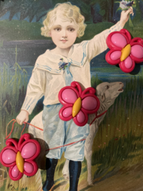 Ø 20 mm | Knopen | Roze | Vrolijke vlindertjes rozerood met geel  '70-'80