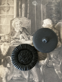 Ø 40 mm | Knopen | Zwart | Grote antieke jasknopen met kunststof oogje met patroon