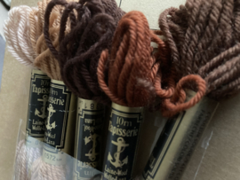 ANKER cadeauverpakking met 5 strengen borduurwol BRUIN en antieke kaart