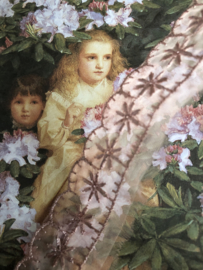 Kant | Roze | Vintage poeder-roze organza kant met bloemetjes  (2 cm)