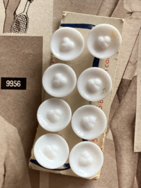 Glasknopen | Wit  | Ø 12 mm - EXQUISIT -  Prachtige glimmende melkglas knopen met reliëf van een hartje, klavertjes (oogje)