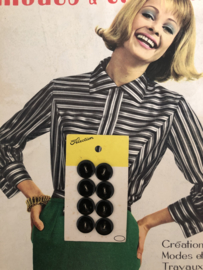 Ø 12 mm | Knopenkaart | Zwart | Paris Selection 8 jaren '50 knoopjes