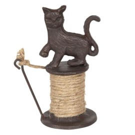 VERKOCHT | Clayre & eef | touwhouder kat/poes | 8x11x16 cm | bruin