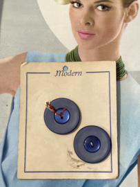 Ø 30 mm | Knopenkaarten | Blauw | Modern - Mödische Knopfe: twee vintage platte knopen