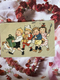 Briefkaarten | Frankrijk | Kinderen | 1905 - Kinderen die muziek maken en een hondje
