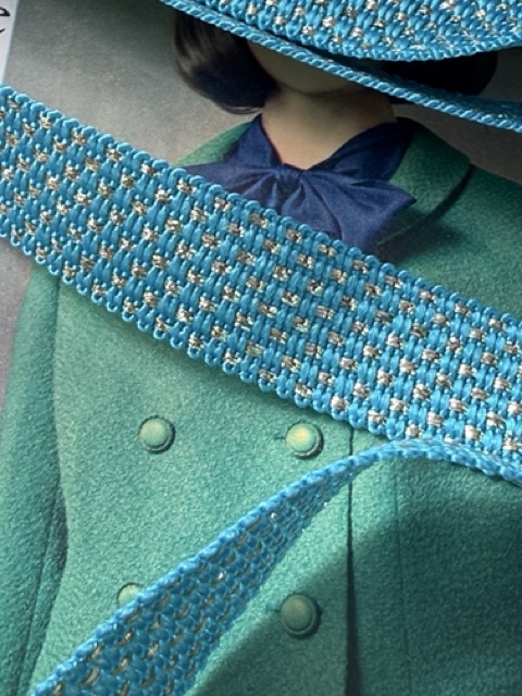 Sierband | Blauw | Turquoise en goud | 02 cm - 20 mm breed stevig band met goudaccent