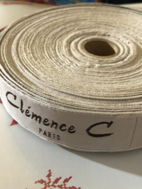 Sierband | Beige | Vintage Merkband | "Clémence C Paris" Fashion | per vijf blokjes | jaren '50